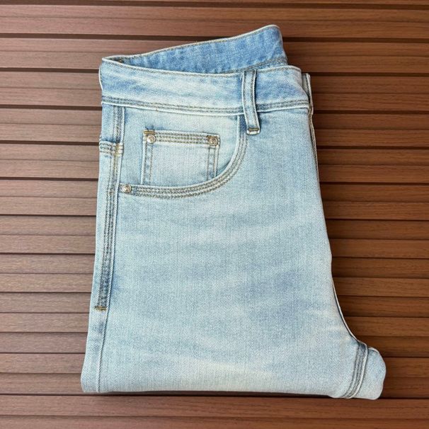 Washed Blue White Jeans, New Slim-fit Skinny Pants For Spring And Summer, High-end Men's Stylish Casual Trousers_mkmklike.com