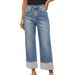 Women's Clothing Jeans Women Quality Retro Curled High Waist Trousers_mkmklike.com