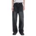 Unisex High Street Washed Black & Grey Relaxed Straight Leg Jeans - Mid Rise, Loose Fit, Wide Leg For Men & Women_mkmklike.com