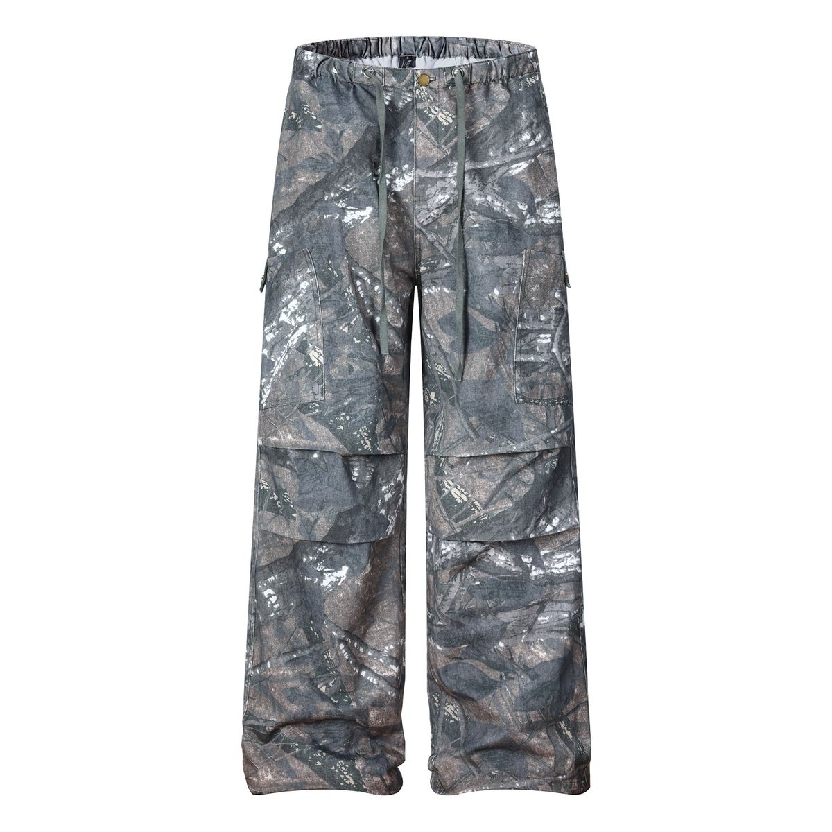 Loose Men's Casual Cargo Pants Retro Trendy High End Maple Leaf Washed Distressed Design_mkmklike.com