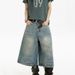 Women's Distressed Denim Capri Pants Loose Fit Versatile Washed American Trendy Summer Style Vibe_mkmklike.com