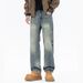 New Men's Jeans Loose Straight Harlan Retro Double Craft Washed Youth Large Size Trendy Brand Enlarged Fit Ten Miles Cocoa Rice Knowable Clothes_mkmklike.com