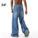 EF Denim | New Product, Blue Hong Kong Style Retro Trend Straight Loose Casual Pants Jeans For Men And Women_mkmklike.com