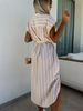 Women's Clothing sleeveless striped shirt dress lace up striped dress_mkmklike.com
