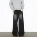 Men's Clothing Trendy Men's Washed Jeans Denim Lightning Stripe Design Loose Straight Leg Wide Leg Pants Retro Style_mkmklike.com