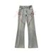 Petite Flared Jeans For Women With Laces Slimming Design Frayed Edges Flattering High Waist Jeans For Summer_mkmklike.com