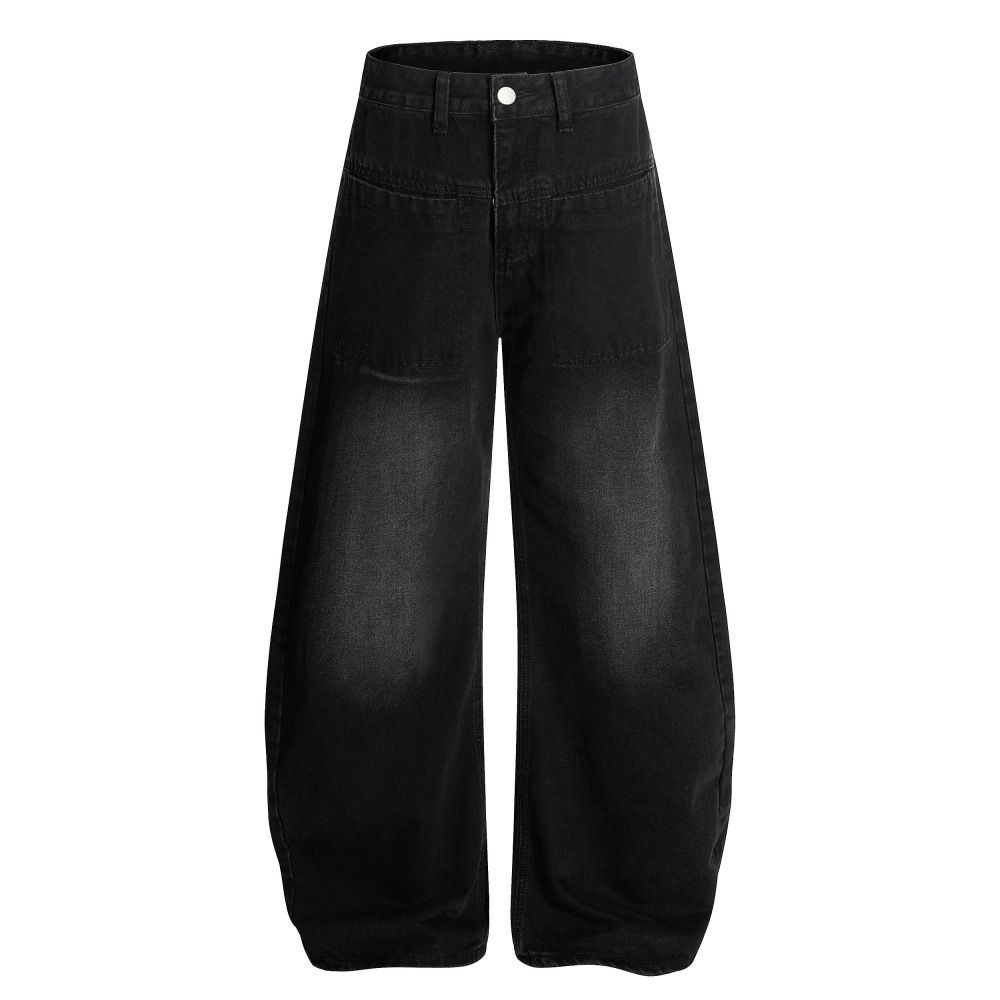 Silhouette Scimitar Jeans Vintage Washed Punk Heavy-duty Men's Loose Wide-leg Pants With Unique Pocket Design_mkmklike.com