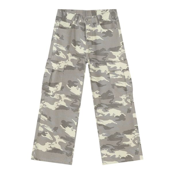 Large Pocket Workwear Jeans Men's Loose Straight Wide Leg Pants_mkmklike.com