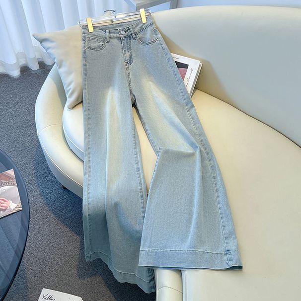 High Waist Wide Leg Jeans For Women – Flowy Bootcut Denim Pants, Stretchy & Comfortable For Pear Shape (Black, Vintage Blue, Light Blue)_mkmklike.com