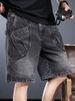Men's Summer Denim Shorts Trendy Loose Fit Straight Leg Five Pocket Fashionable Cargo Shorts_mkmklike.com