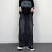 Streetwear Hong Kong Style Retro Draped Loose Wide-Leg Casual Big Pocket Cargo Jeans Washed New Dad Pants For Men And_mkmklike.com
