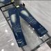 Authentic 1970s Vintage Distressed Jeans – Men's Slightly Flared Loose Fit Denim With Whiskering & Ripped Details (S-3XL, Retro Blue Wash)_mkmklike.com