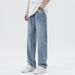 Tencel Jeans Men's Straight Loose Harlan Trendy Brand Retro Washed Lyocell Drape Trousers Wide Legs American Style_mkmklike.com