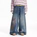 Retro American Heavyweight Twill Print Rhinestone Jeans Loose Fitting Wide Leg Drape Pants For Men And Women Spring Autumn Style_mkmklike.com