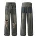 Reversible Pocket Design Loose Denim Men's Vintage Washed Punk Ripped Straight-Leg Pants Trendy_mkmklike.com