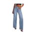 Women's Loose Fit Straight Leg Jeans - High Waisted Washed Denim Wide Leg Pants For Casual & Office Wear_mkmklike.com