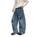 Men's Retro High Street Embroidered Letter Multi Pocket Wide Leg Trousers Curved Blade Design Trendy Brand Cross Border Niche_mkmklike.com