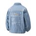 Men's Clothing Ripped Printed Denim Jacket Men's 2025 Autumn New Pink Shirt Top Trendy Letter Lapel Men's Jacket_mkmklike.com