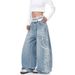 Alphabet Printed Jeans Men's Straight Loose Scimitar Wide Legs American High Street Pants Trendy Brand Ruffian Handsome Retro Trousers_mkmklike.com