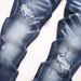 High End European And American Style Men's Slim Fit Straight Leg Jeans Washed Distressed Faded Whiskers Cross Border Supply_mkmklike.com