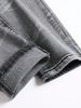 Men's Stretch Denim Jeans, Streetwear, Tearing Patchwork Holes, Torn Denim, Elastic Waist, Leisure Pants, Narrow Fit, Straight Pants_mkmklike.com