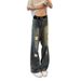 Letter-print Multi-pocket Cargo Jeans For Men, Straight Loose Fit, American High Street Style, Trendy Brand, Stylish_mkmklike.com