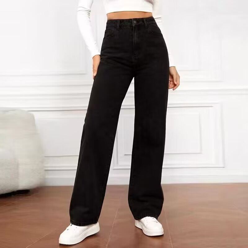plus Size Wide Leg Jeans Loose Slimming Casual Versatile Straight Leg Pants European American Style Cross Border E Commerce New Summer_mkmklike.com