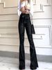 ELLE European And American Foreign Trade Cross-Border Source Stretch Slim Fit Belted Flared Jeans For Women_mkmklike.com