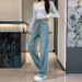Women’s Clothing spring and summer new luxury gradient rhinestones starry straight jeans narrow leg pants_mkmklike.com