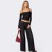 Women's Loose Fit Printed Wide Leg Jeans - Vintage Washed Denim For Casual & Office (Dark Blue/Black)_mkmklike.com