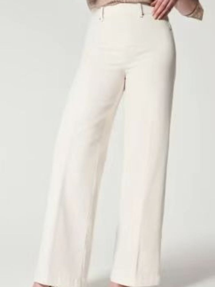 K Fashion Women's Wide Leg Mid Waist High Elastic Waisted Jeans_mkmklike.com