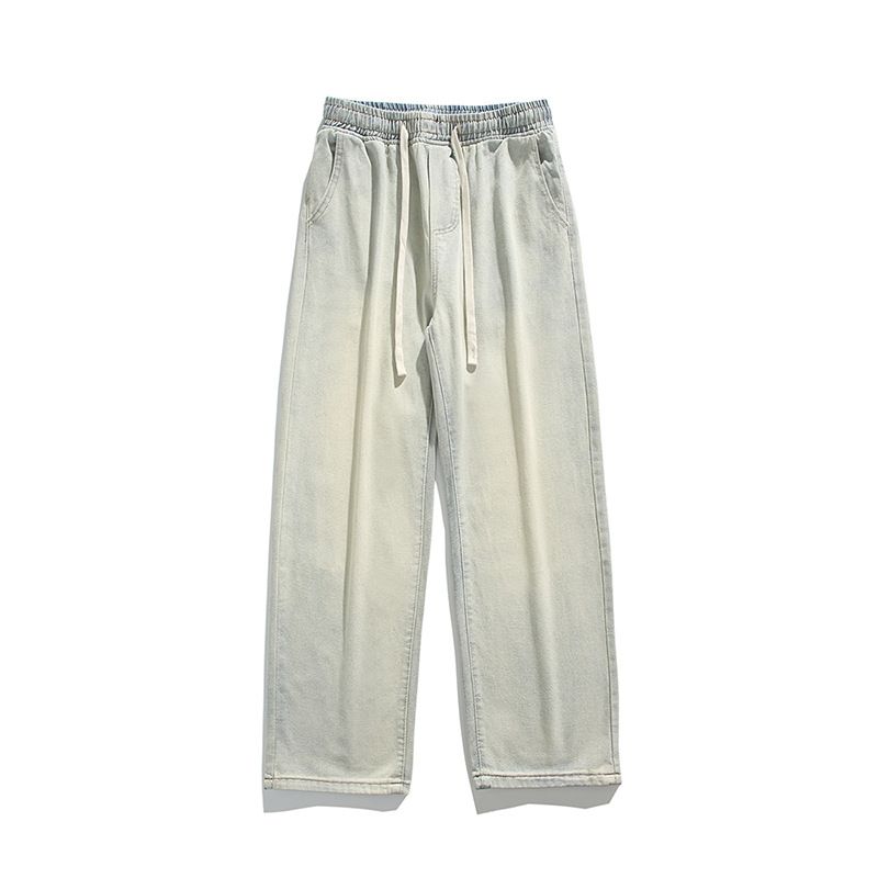 Men's Clothing Wassup Trendy American Retro Pants Men's Spring And Autumn Washed Straight Wide Leg Jeans Men's Trendy Casual Pants_mkmklike.com