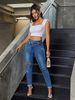 ELLE Light Color High Waist Jeans Women European American Cross-border 2025 New Elastic Slim Fit Ripped Skinny Pants_mkmklike.com