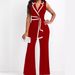 women's clothing new fashion V-neck temperament elegant sleeveless jumpsuit wide-leg pants_mkmklike.com