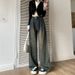 Fleece-Lined Cement Gray Vintage Pleated Wide-Leg Jeans For Women High Waist Loose Slimming Autumn Winter Petite_mkmklike.com