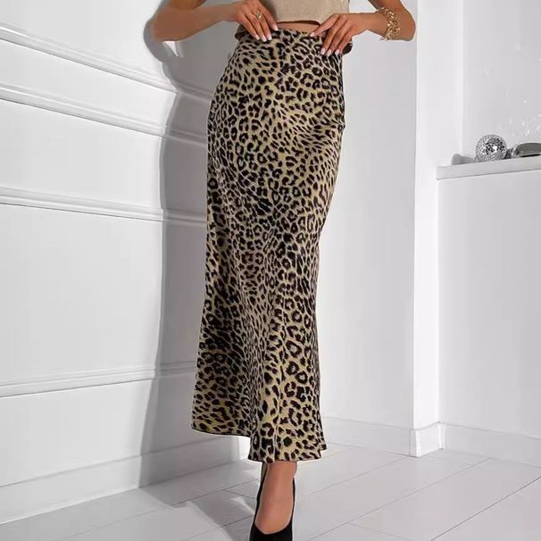 Women's Clothing high waist slit leopard print skirt design hip fishtail skirt personality_mkmklike.com
