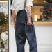 Pure Madden Workwear American Retro Navy Deck Overalls Straight Wide-Leg Suit Suspender Jeans Men Autumn_mkmklike.com