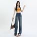 Women's Summer Thin Tencel Straight-leg Jeans, Ice Silk High-waisted Slimming Loose Breathable Narrow Wide-leg_mkmklike.com