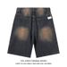 Urban Vintage Washed Denim Shorts For Men - High Waist Straight Leg Hip Hop Streetwear Casual Pants (Black/White/Retro Blue/Light Blue/Dark Blue)_mkmklike.com
