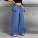 New Style Women's Jeans With Ruffled Hem, Straight Leg_mkmklike.com
