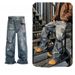 Unisex Loose Straight Leg Washed Denim Jeans 3D Scissor Digital Print American Street Retro Style_mkmklike.com