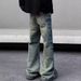 Men's Retro Tie Dye Jeans Loose Flared Mid-Waist Vibe Trendy Pants American High Street Style Handsome Casual Polyester_mkmklike.com