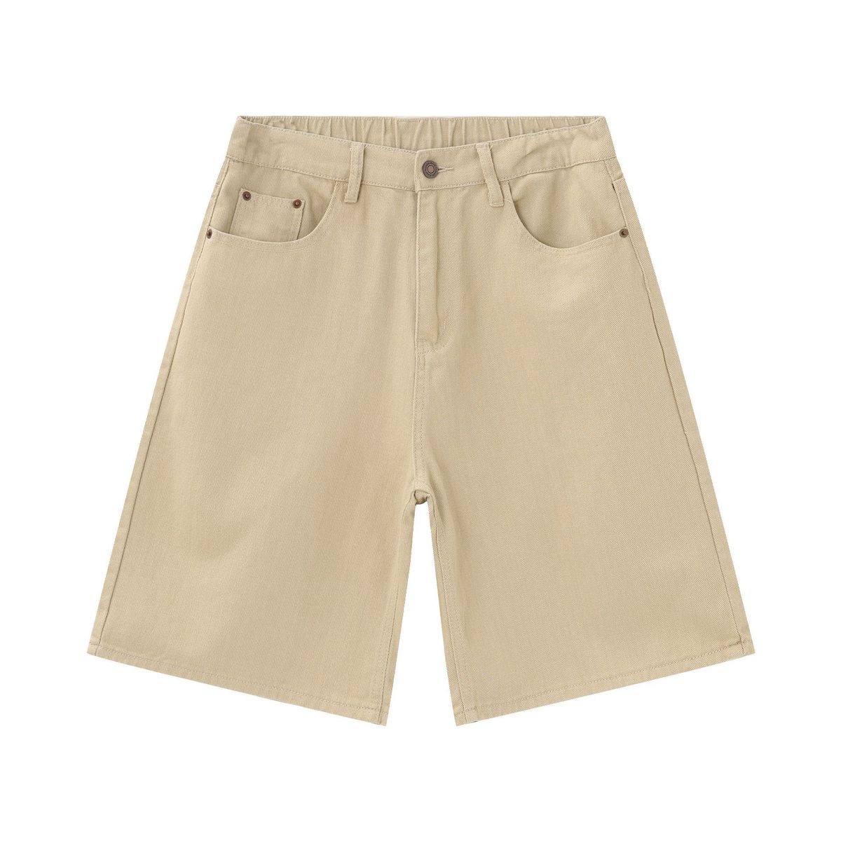 EF JEANS | 2024 Summer New Product Simple Solid Color Semi-elastic Waist Casual Pants Straight Five-point Pants Trendy Men And Women_mkmklike.com