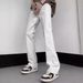 Men's White Flared Jeans – Trendy High-Street Fit, Slim Straight Leg Casual Denim Pants (S-XXXL)_mkmklike.com