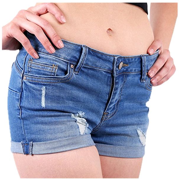 Women's Clothing Ripped Hem Denim Shorts Low Waist Jeans_mkmklike.com