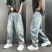 Men's Clothing Men's Summer Casual Fashion Patchwork Washed Loose Fit Jeans Trendy Retro Style Trousers For Formal & Casual_mkmklike.com