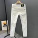 Men's Clothing High End White Pants Simple Summer Trendy Business Cotton Skinny Jeans Slim Nine Point Pants_mkmklike.com