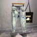 Men's Clothing Autumn Light Luxury Fashion Ripped Paint Jeans For Men Trendy Elastic Slim Fit Casual Skinny Trousers_mkmklike.com