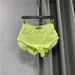 Low Waisted Pink Denim Shorts for Women Summer 2026 Style Exposed Pockets Wide Leg a Line Hot Pants Hot Girl Look_mkmklike.com