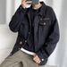 Washed Denim Men's European And American Hiphop Trendy Brand High Street Lapel Jacket Loose Multi-Pocket Workwear Top_mkmklike.com
